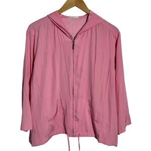 Mifresia Silk Light Weight Spring Full Zip Jacket Women L Pink Preppy Casual